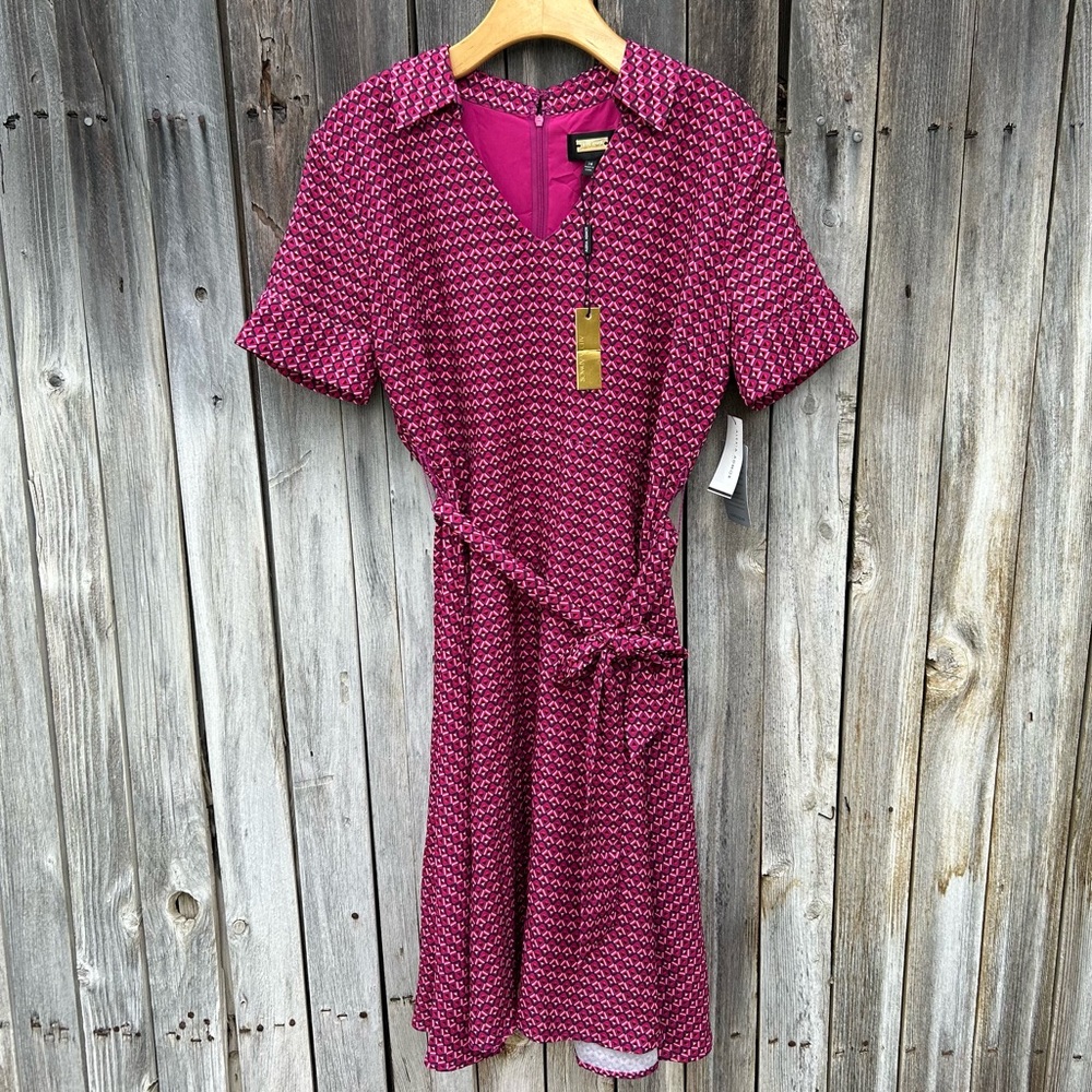 NWT Alexia Admor Angellyne Midi Dress Polyester Magenta Multi 14